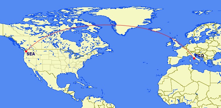 Seattle to Rome nonstop flight on Alaska airlines. 